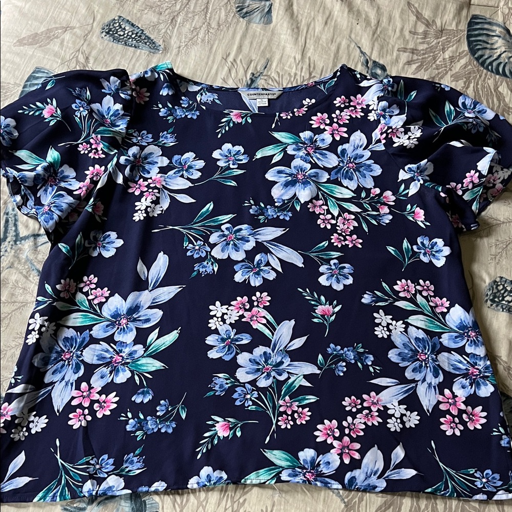 Counterparts Navy Blue Floral Blouse